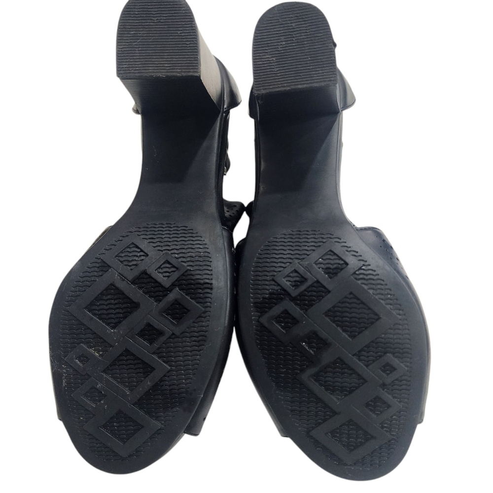White Mountain 8M Womens Black Block Strappy Heels Pre-owned - Picture 11 of 12